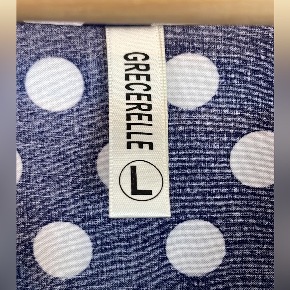 Blue & White Polka Dot high low dress L - Picture 5 of 9